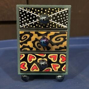 Colorful glass , 3 drawer jewelry/trinket keeper